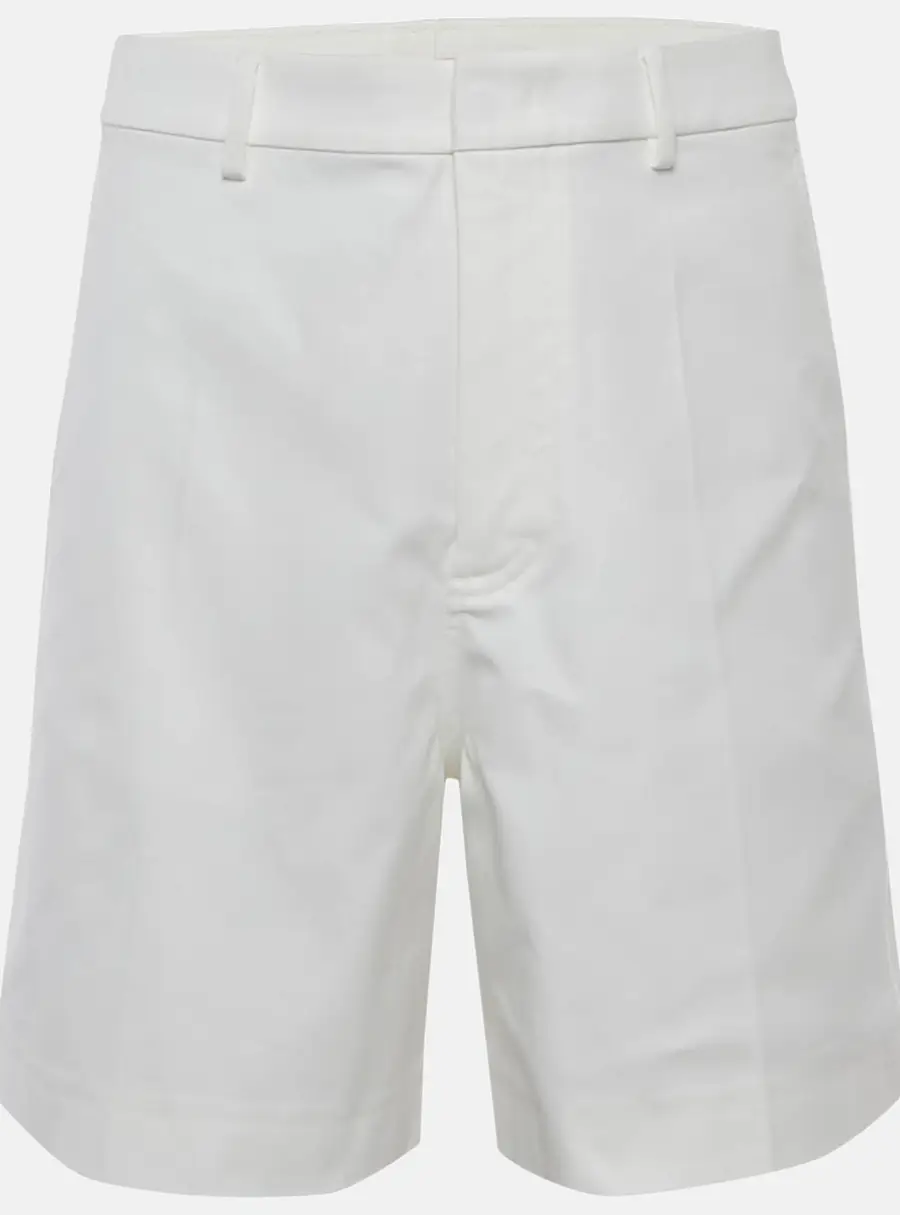 Valentino White Stretch Cotton Canvas V Detail Bermuda Shorts M