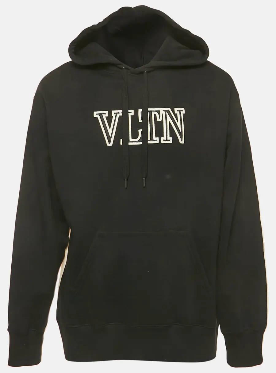 Valentino Black/White VLTN Embroidered Cotton Hoodie S