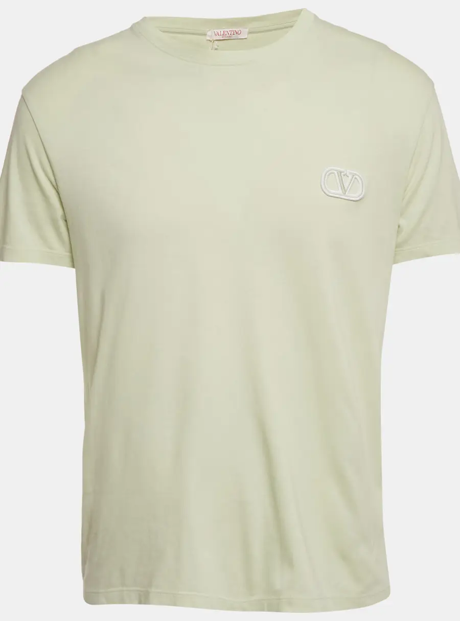 Valentino Mint Green Logo Applique Jersey T-Shirt M