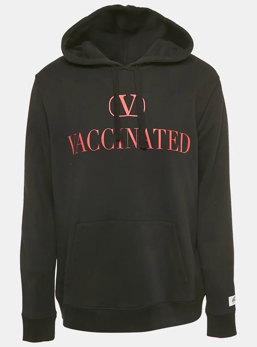 Valentino Black Logo Print Cotton Hooded Sweatshirt XL