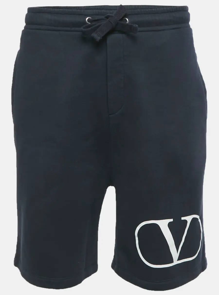 Valentino Blue Logo Print Cotton Drawstring Shorts XL