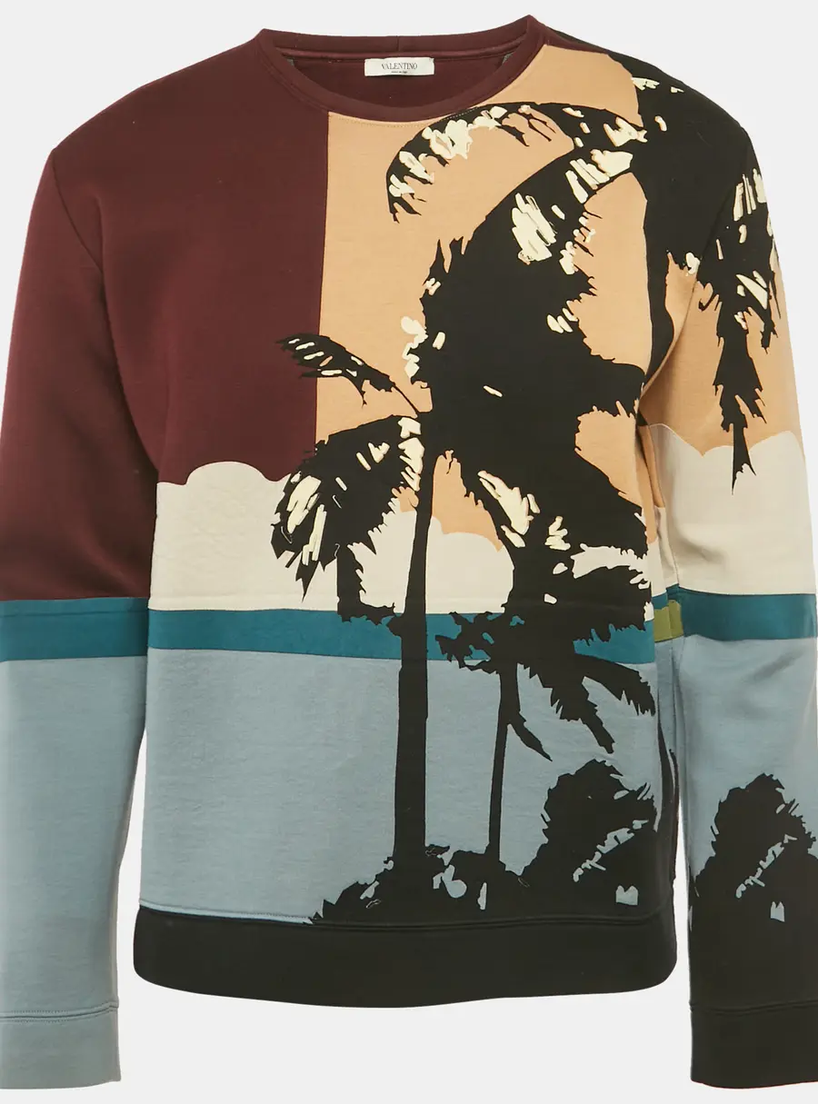 Valentino Multicolor Patch Work Neoprene Sweatshirt M