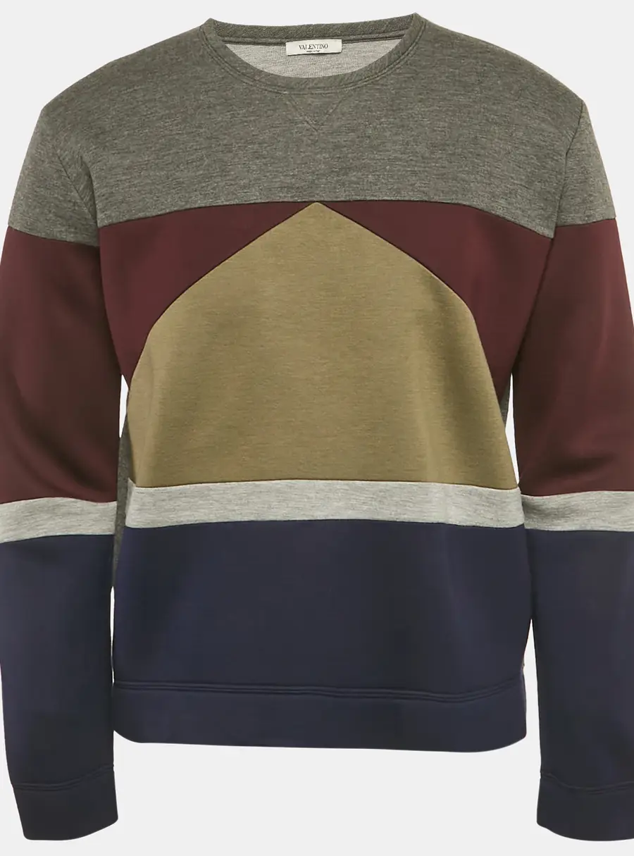 Valentino Multicolor Paneled Neoprene Crewneck Sweatshirt M
