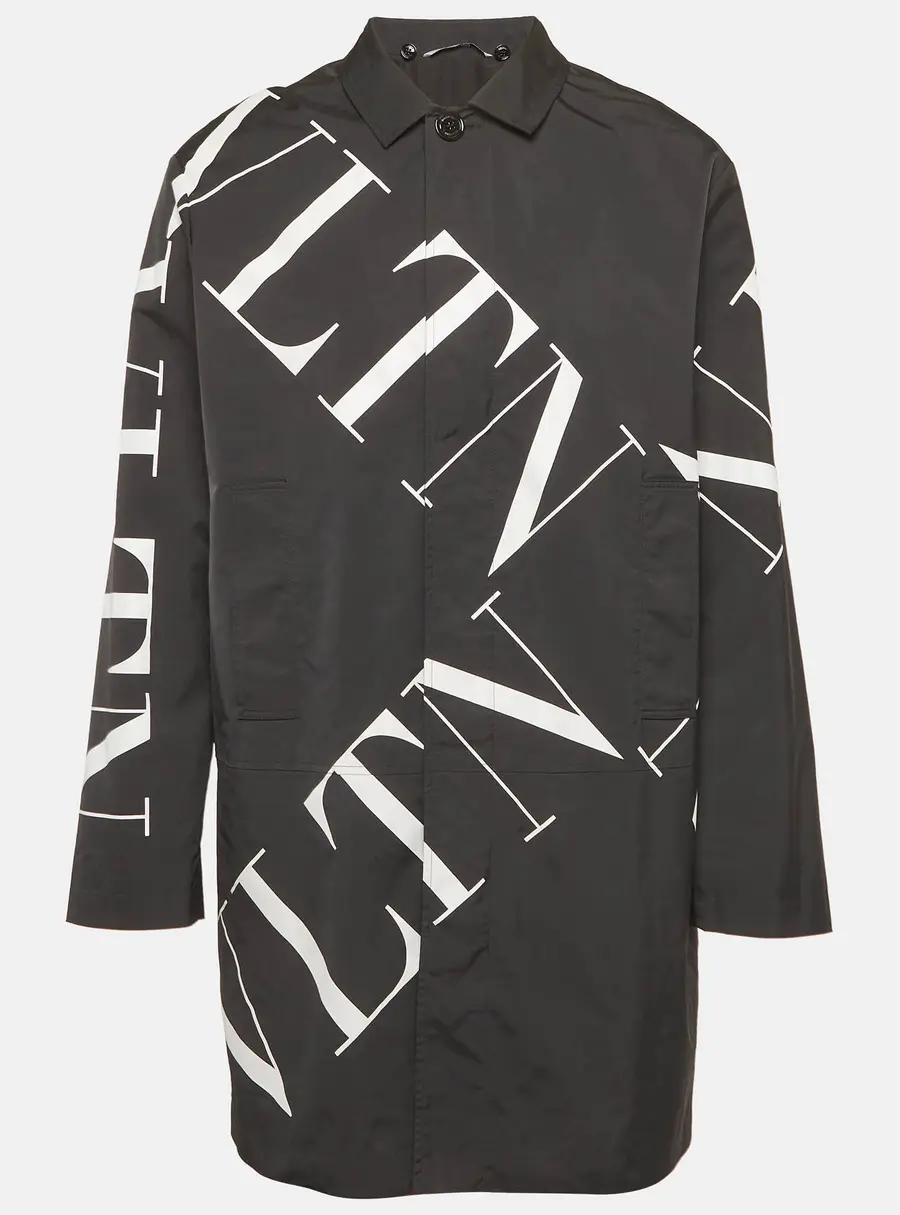 Valentino Black Logo printed Synthetic Parka Jacket XL