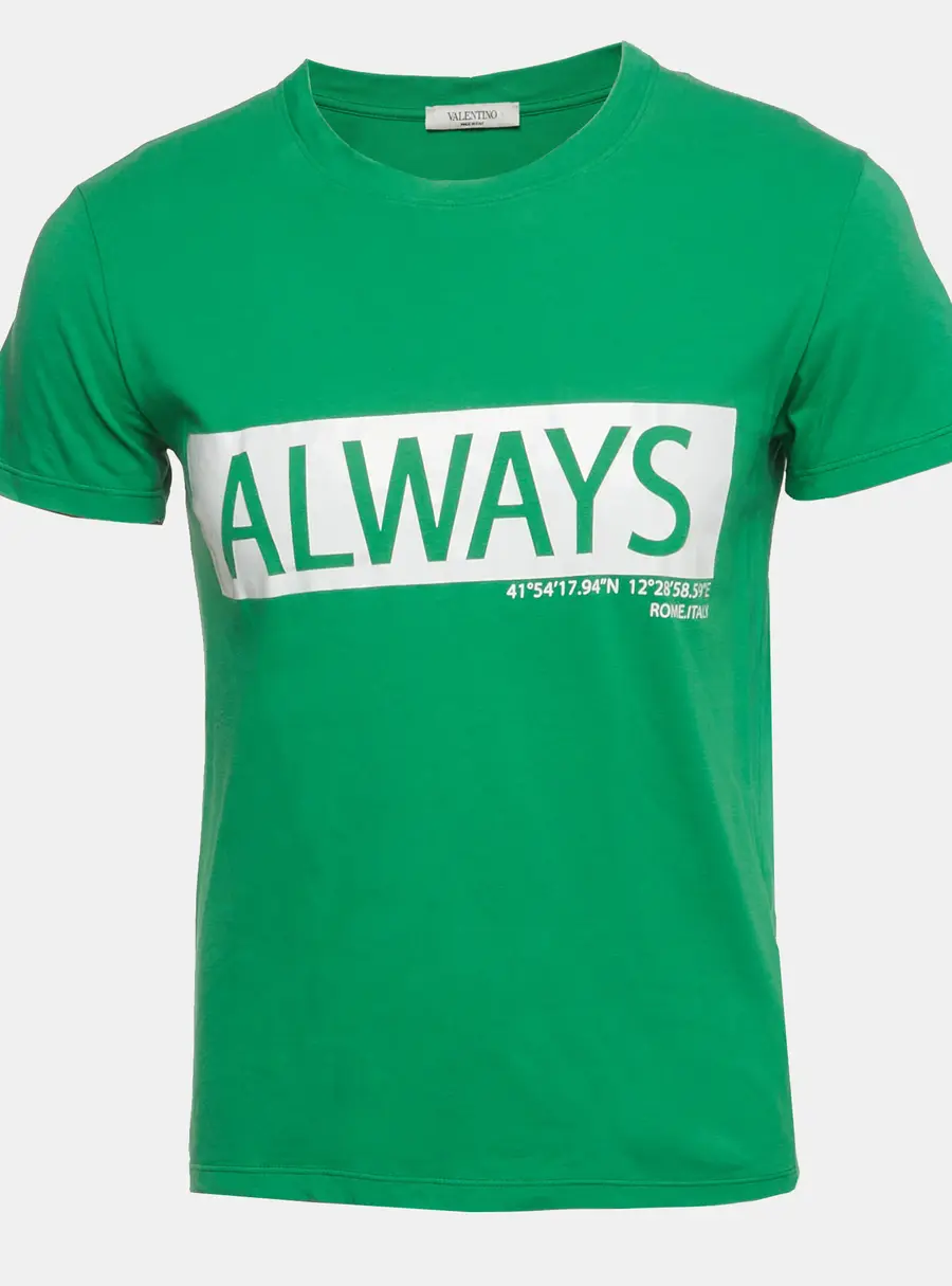 Valentino Green Always Graphic Jersey Knit T-Shirt XS