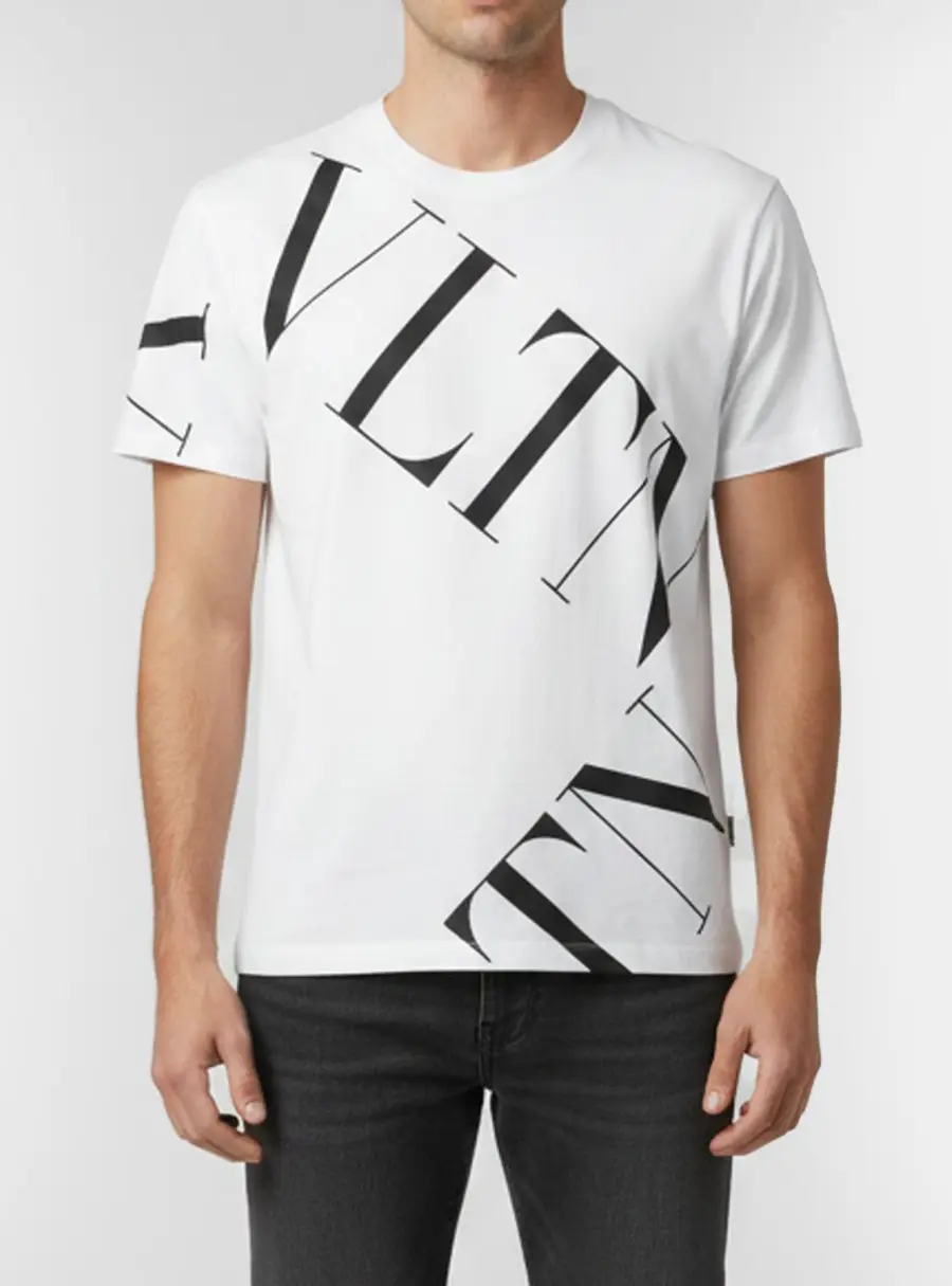 Valentino White Logo Print Jersey Crew Neck T-Shirt M