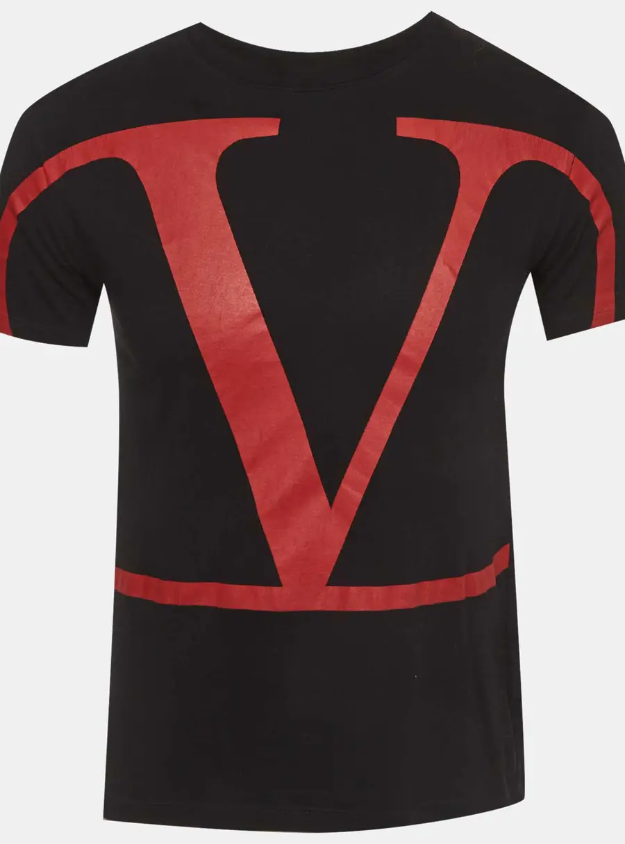 Valentino Black Printed Jersey Cotton Crewneck T-shirt XS