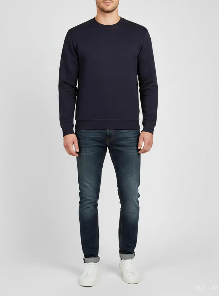 Valentino Navy Blue Double Jersey Crew Neck Sweatshirt S