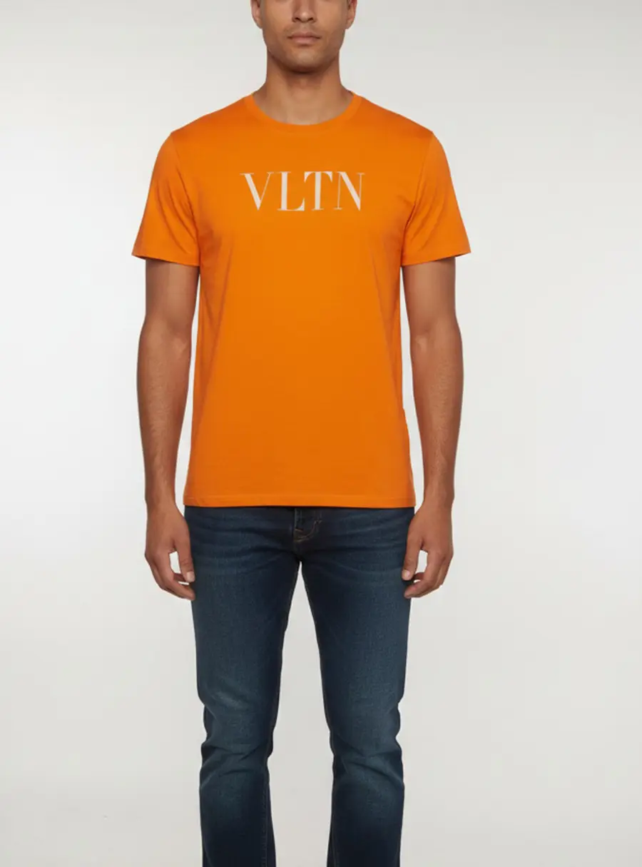 Valentino Orange Jersey Printed Crewneck T-Shirt M