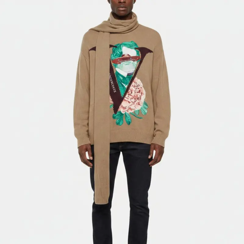 Valentino X Undercover Beige Wool and Cashmere Blend Knit Sweater M