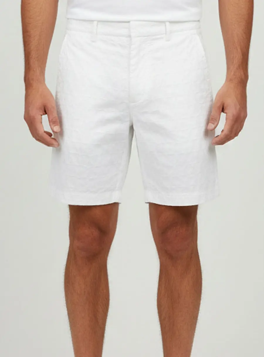 Valentino White Jacquard Regular Fit Shorts L