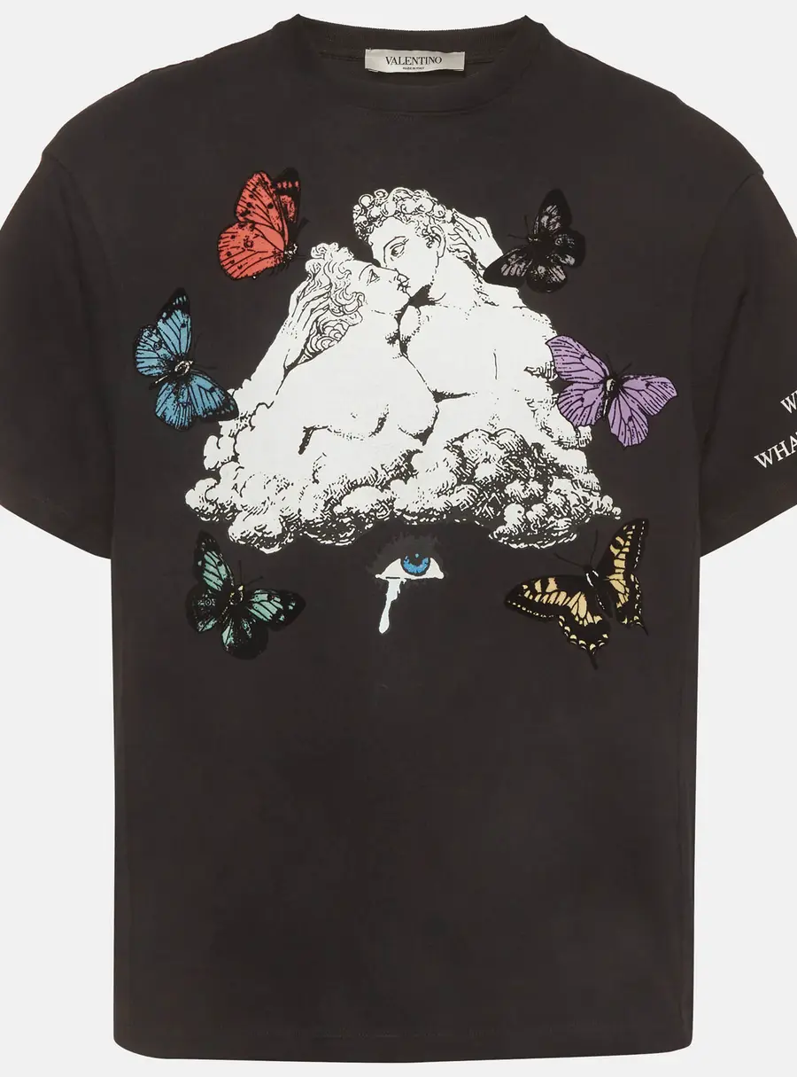 Valentino x Undercover Black Lovers Butterfly Graphic Cotton T-Shirt S