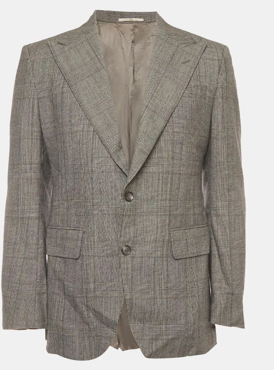 Valentino White/ Black Glen Plaid Wool Long Sleeve Jacket L