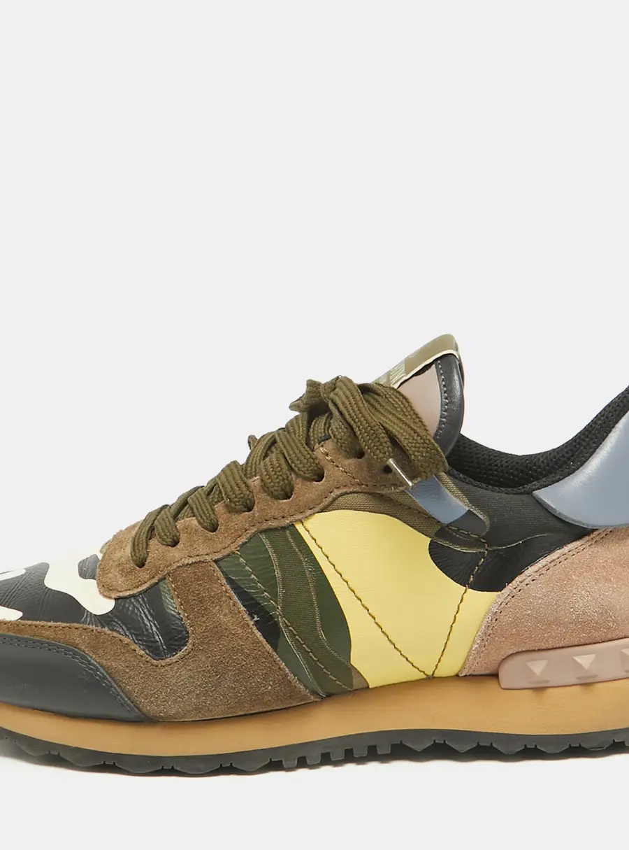 Valentino Multicolor Leather and Suede Rockrunner Lace Up Sneakers Size 39.5