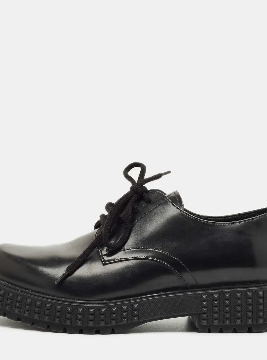 Valentino Black Leather Lace Up Oxfords Size 40