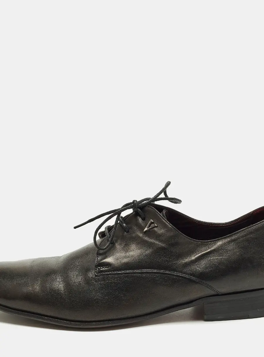 Valentino Size 41.5 Black Leather Derby