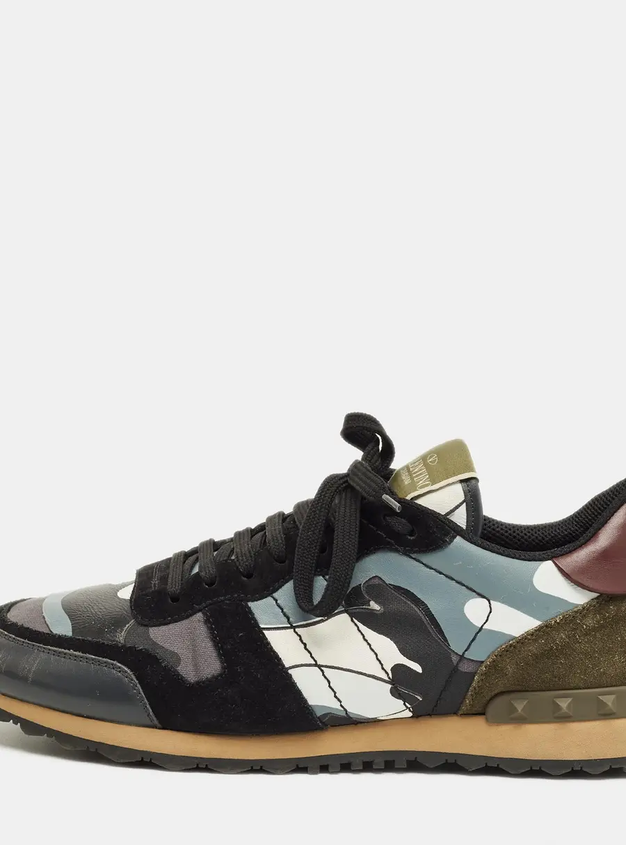 Valentino Rockrunner Size 44 Multicolor Canvas, Leather and Suede Lace Up Sneakers