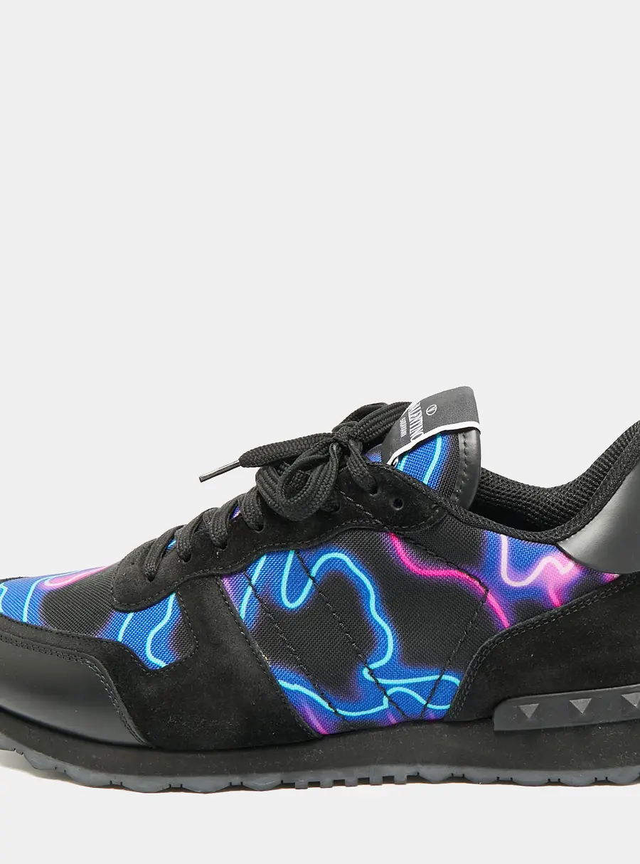 Valentino Rockrunner Size 43 Multicolor Canvas and Suede Lace Up Sneakers