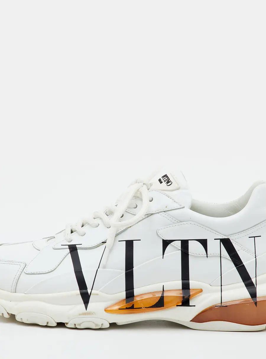 Valentino VLTN Bounce Size 42 White/Black Leather Low Top Sneakers