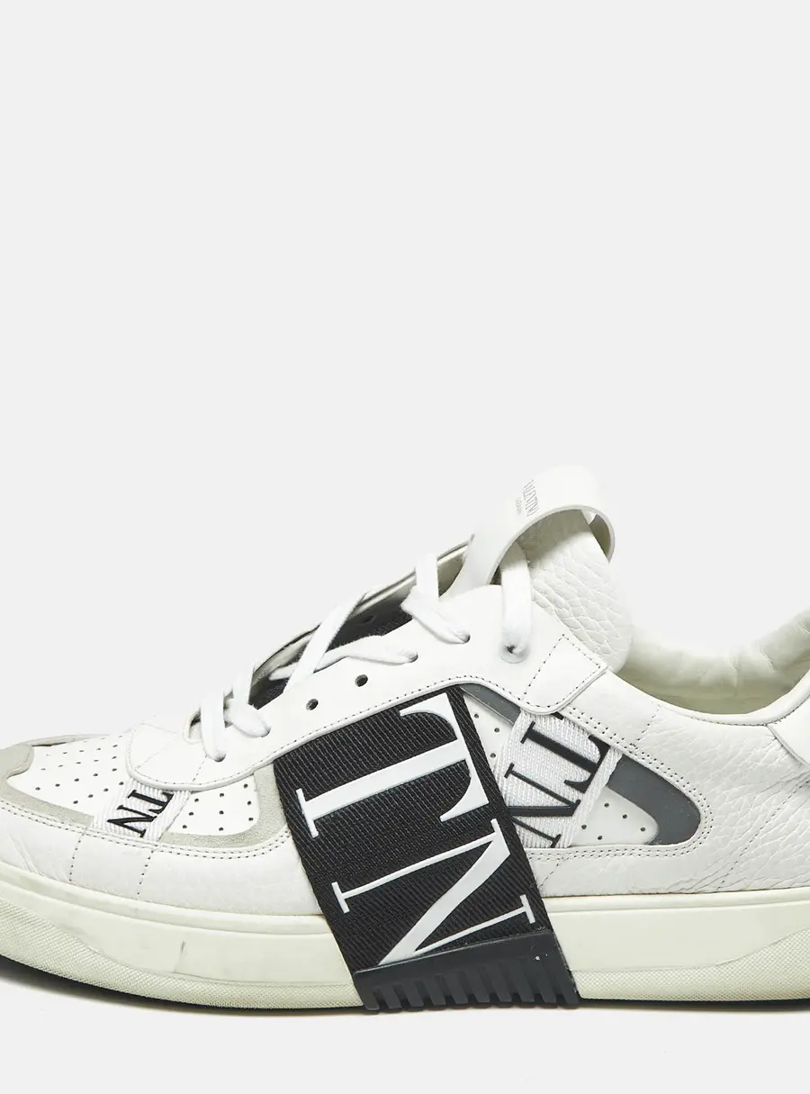 Valentino Garavani VL7N Size 42 White/Black Leather Lace Up Sneakers