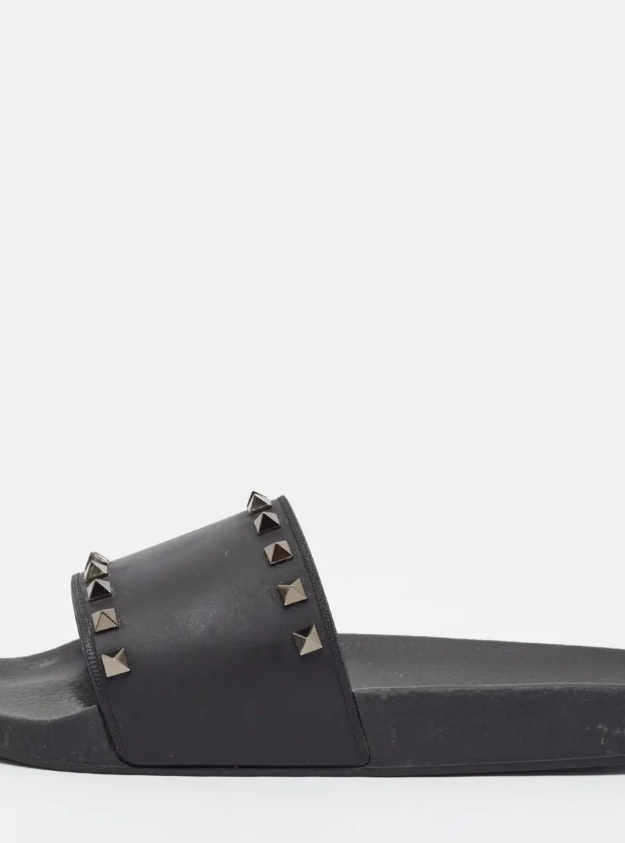 Valentino Rockstud Size 41 Black Rubber Flat Slide