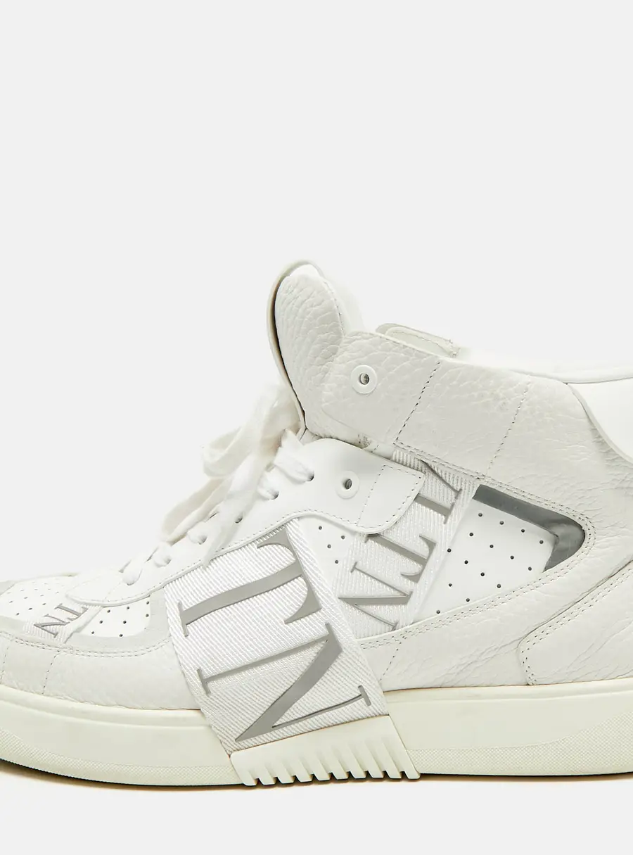 Valentino VL7N Size 45 White Leather High Top Sneakers
