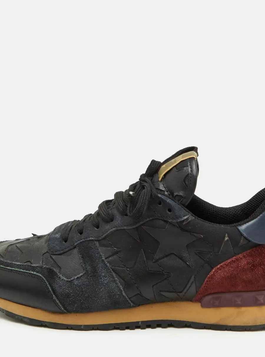 Valentino Rockrunner Size 42 Multicolor Canvas, Leather and Suede Stars Low Top Sneakers