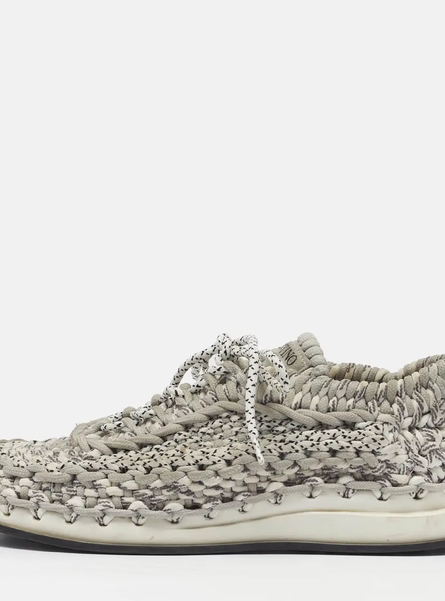 Valentino Size 40 Grey/White Rope Lace Up Sneakers