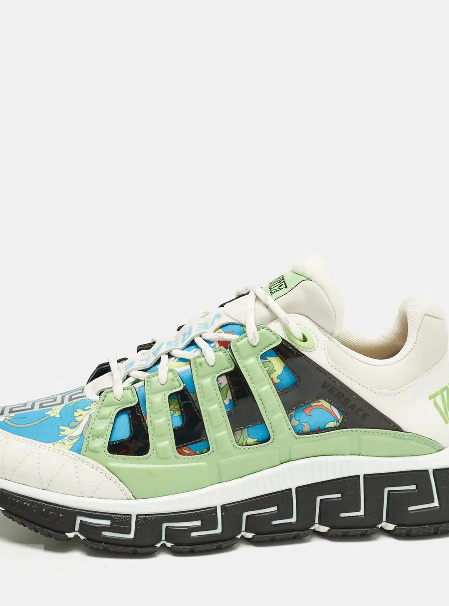 Versace Trigreca Size 46 Multicolor Canvas and Leather  Low Top Sneakers