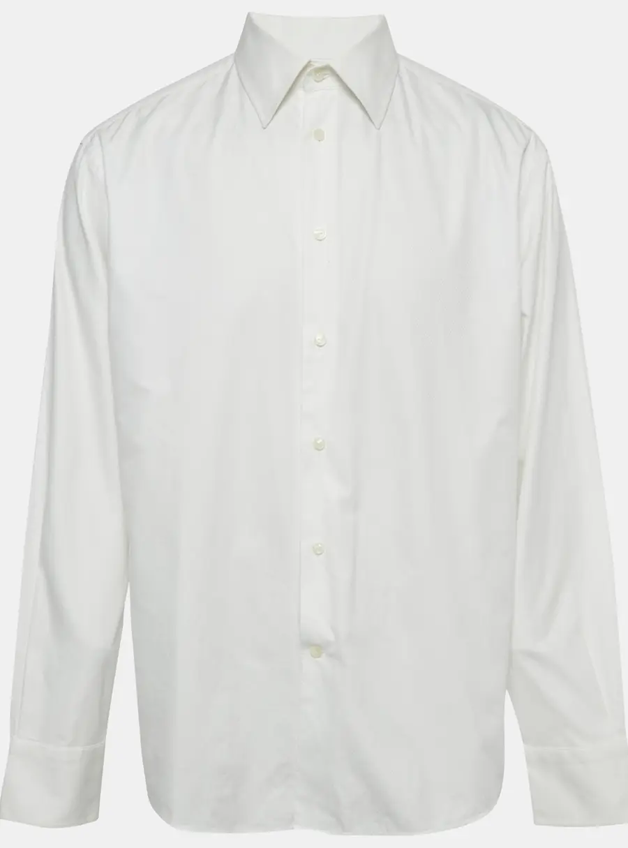Versace Collection White Textured Cotton Long Sleeve Shirt XXL