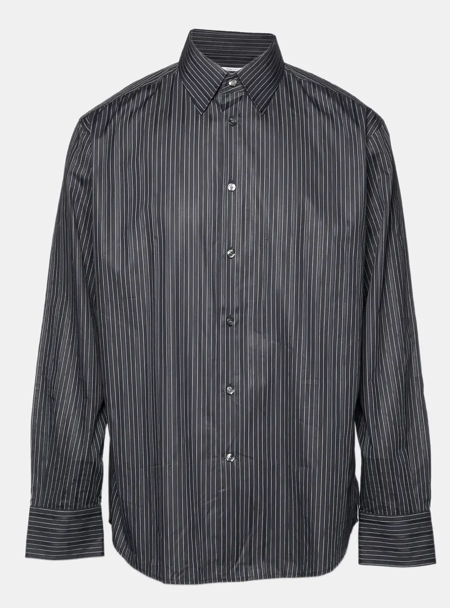 Versace Collection Black Pin Stripe Cotton Business Fit Shirt XXL