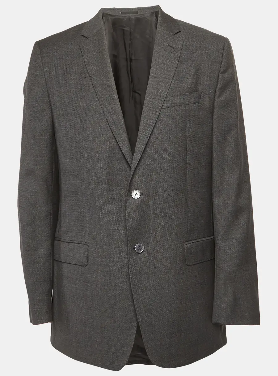 Versace Collection Grey Textured Wool Blend Regular Fit Jacket XXL
