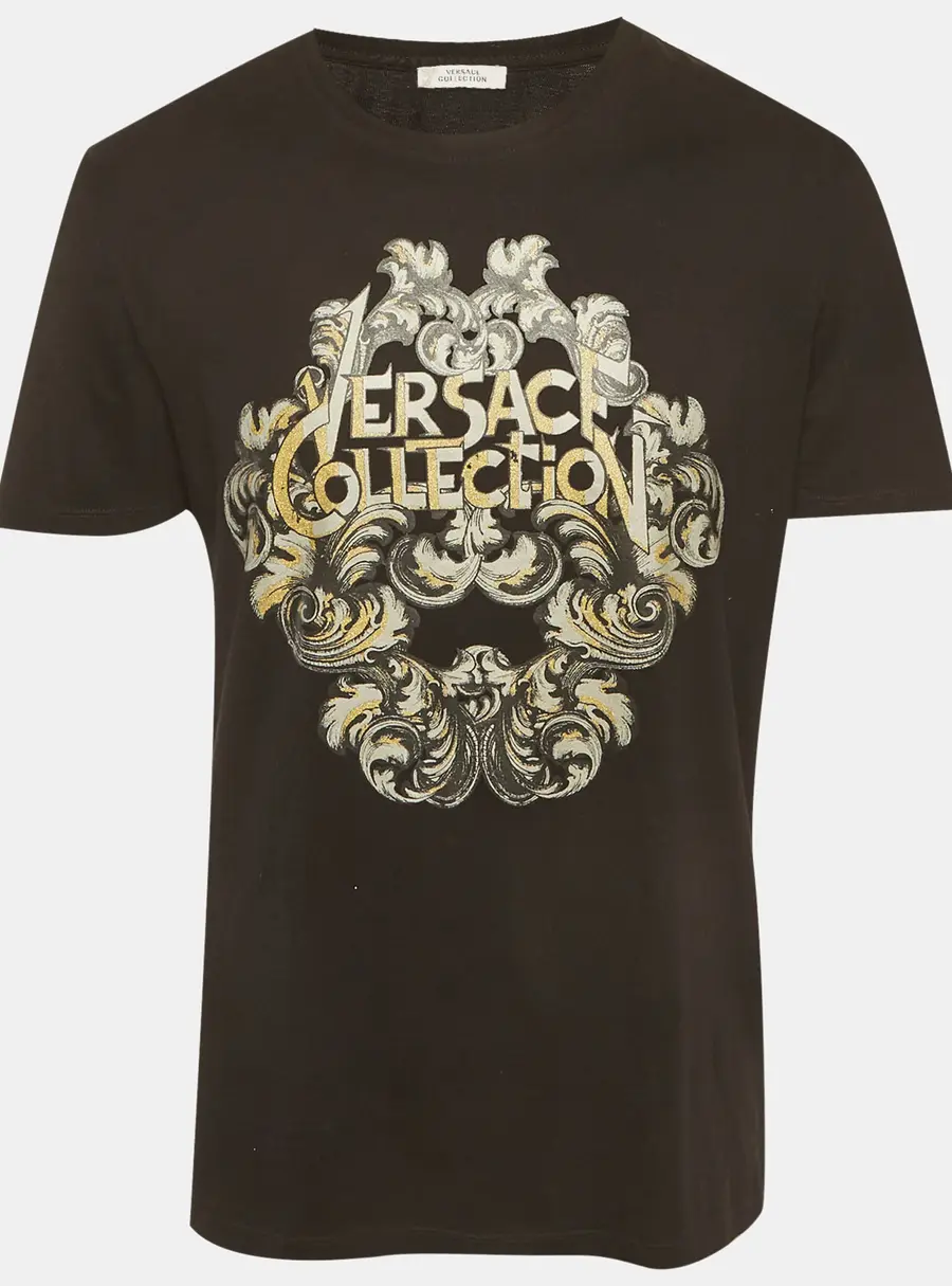 Versace Collection Black Printed Jersey T-Shirt L