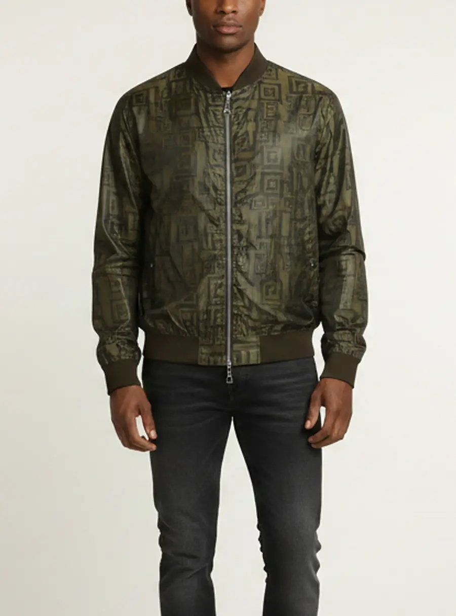 Versace Collection Green Printed Nylon Reversible Jacket XXL