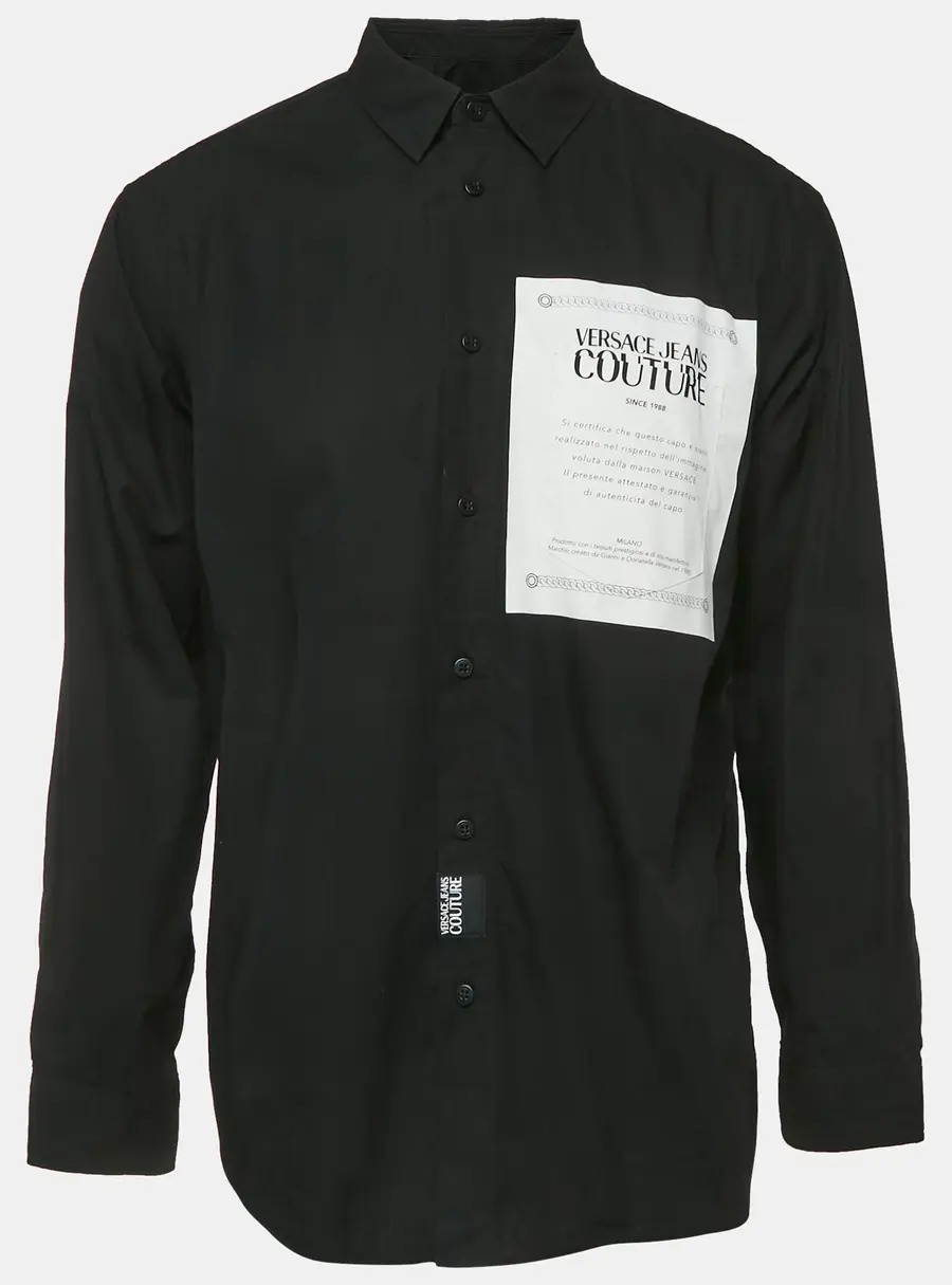 Versace Jeans Couture Black Printed Cotton Shirt XL