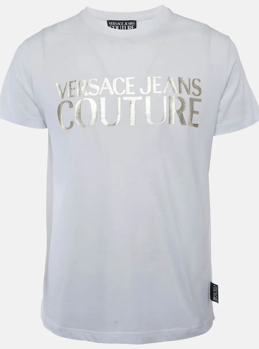 Versace Jeans Couture White Logo Print Jersey T-Shirt L