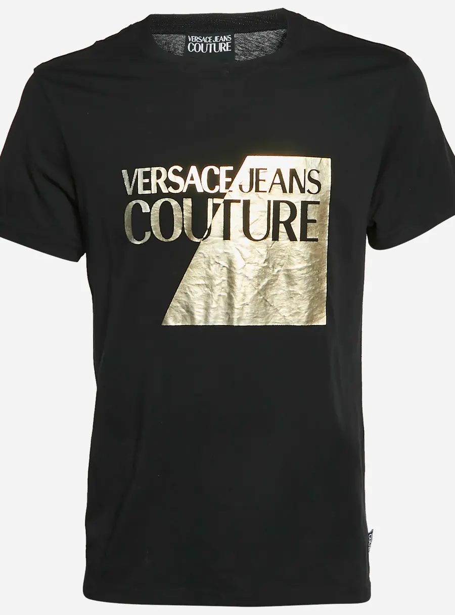 Versace Jeans Couture Black Logo Graphic Jersey Knit T-Shirt L