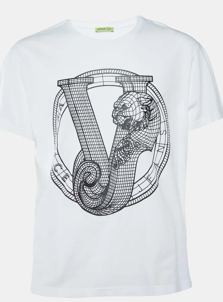 Versace Jeans White Logo Rubber Print Cotton T-Shirt XXXL