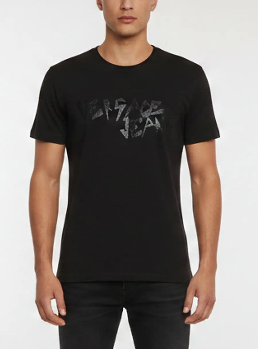 Versace Jeans Black Printed Jersey Crewneck T-Shirt XL