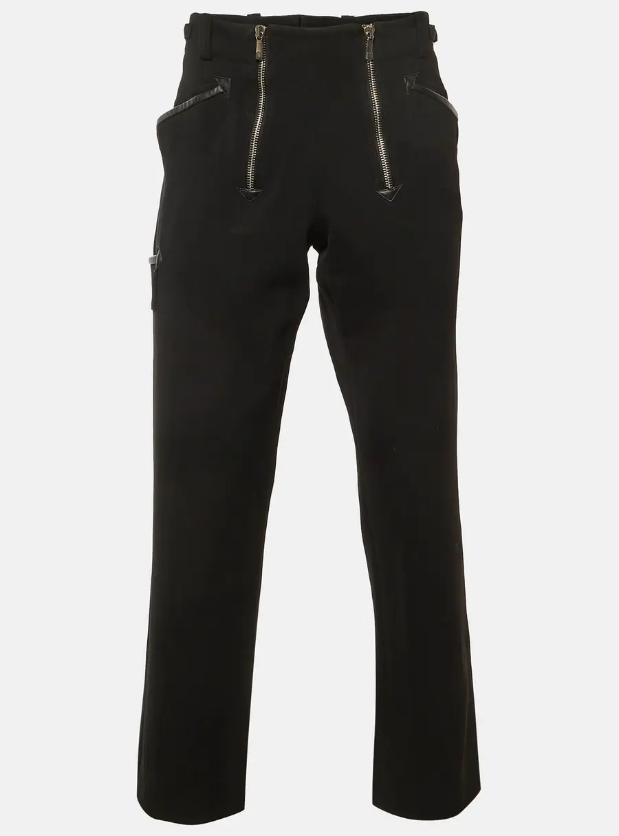 Versace Vintage Black Wool Zip Detail Pants L/XL Waist 36"