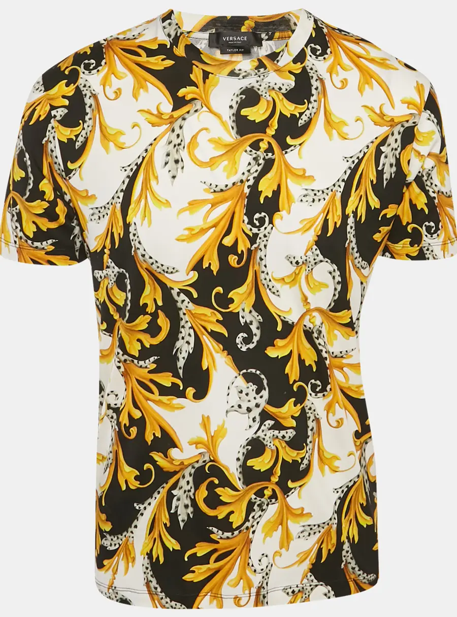 Versace Black/Yellow Barocco Print Jersey Taylor Fit T-Shirt M