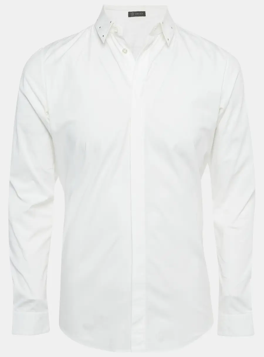Versace White Cotton Studded Collar Shirt M