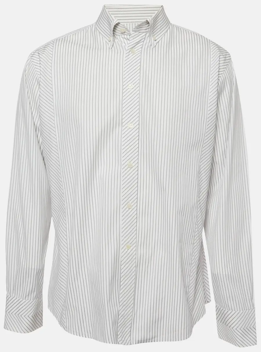 Versace White Striped Cotton Poplin Button Up Shirt XXL