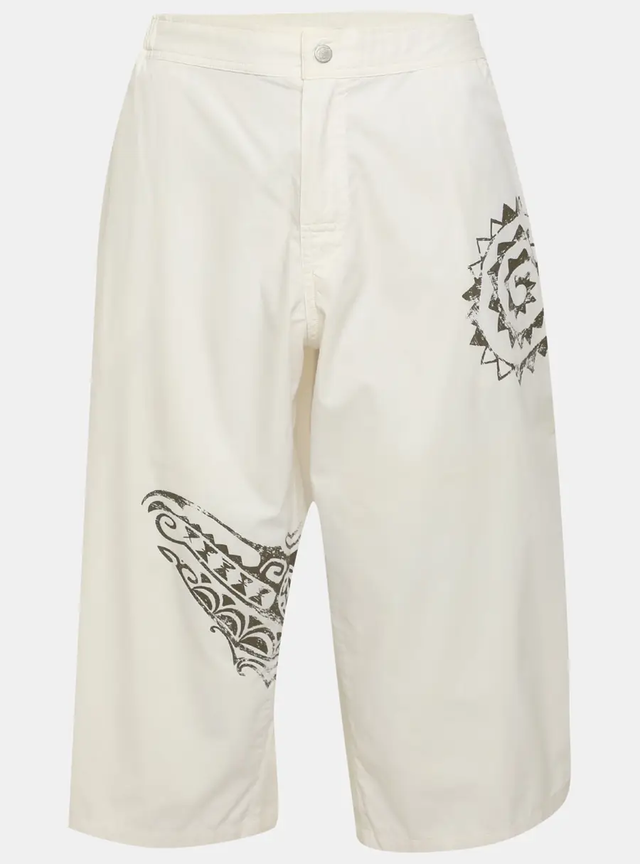 Versace Cream Printed Poplin Short Pants XXL