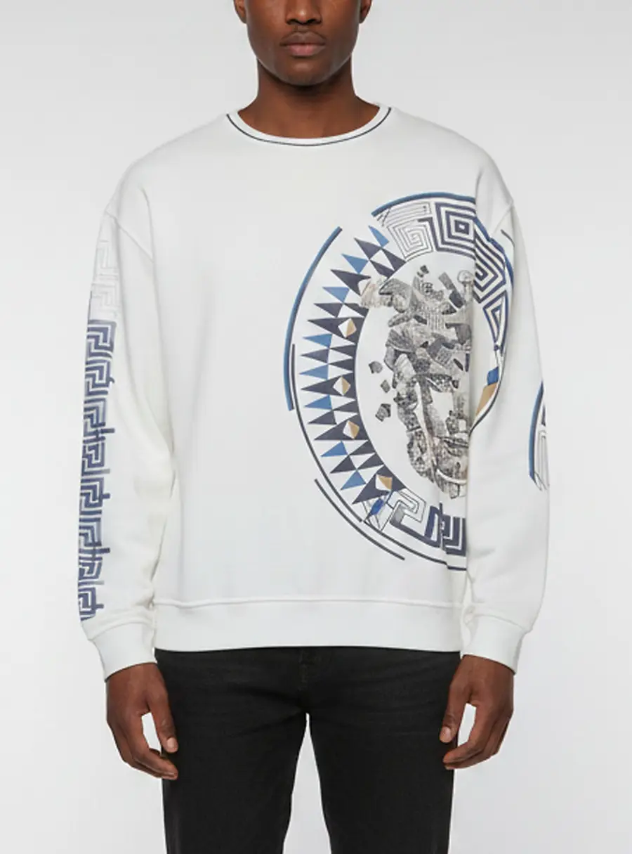 Versace White Printed Jersey Crewneck Sweatshirt XXXL