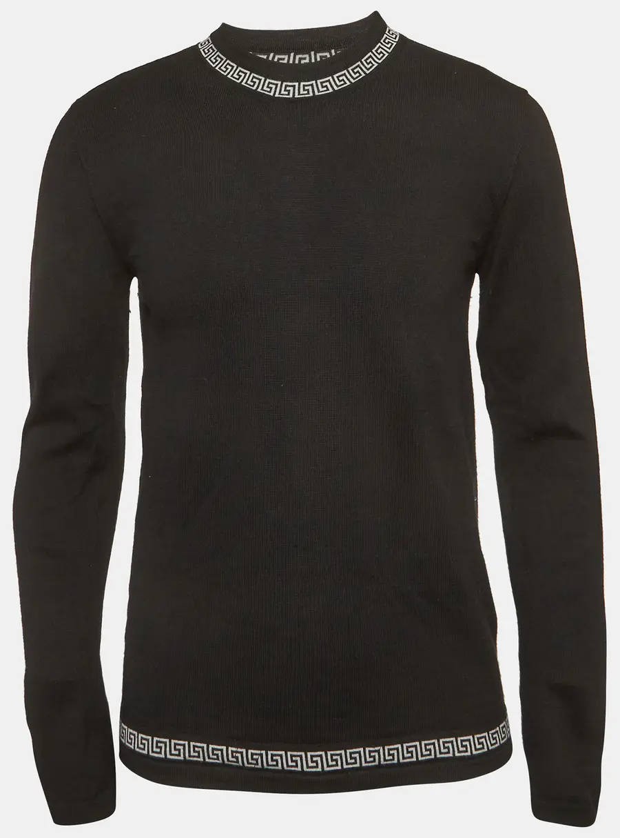Versace Black Wool Knit Crewneck Sweater L