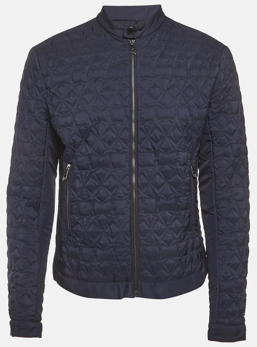 Versace Navy Blue Star Quilted Synthetic Jacket L
