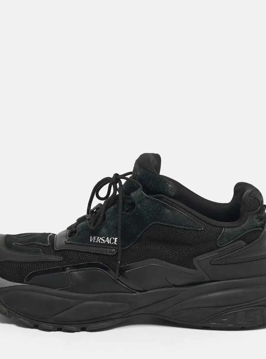 Versace Black Leather and suede Mercury M Sneakers Size 45