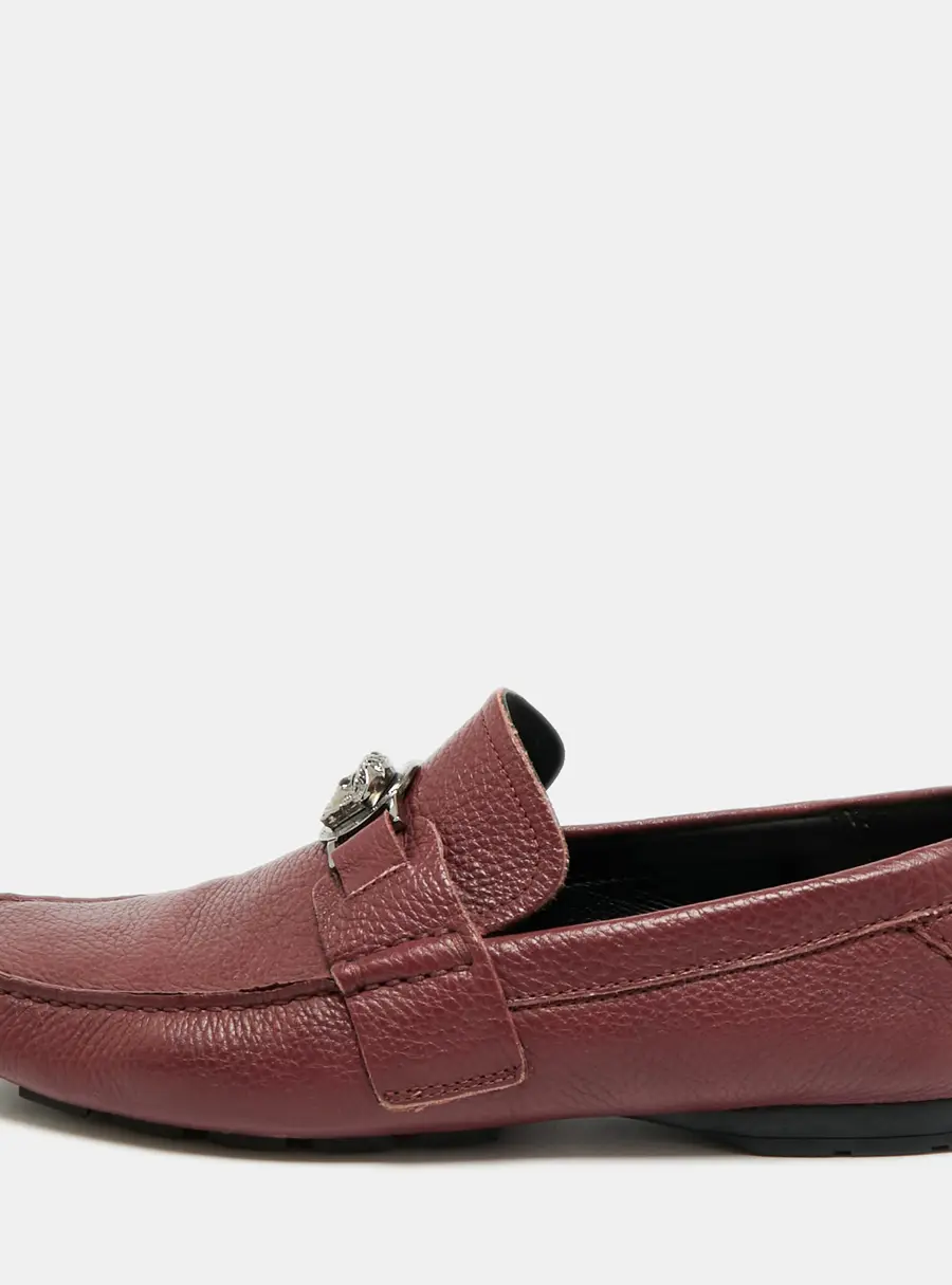 Versace Medusa Size 40 Burgundy Leather Loafers