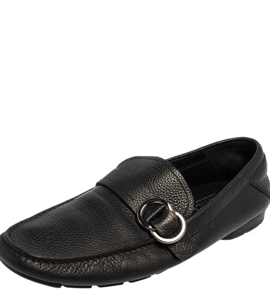 Versace Black Leather Slip On  Loafers Size 43.5